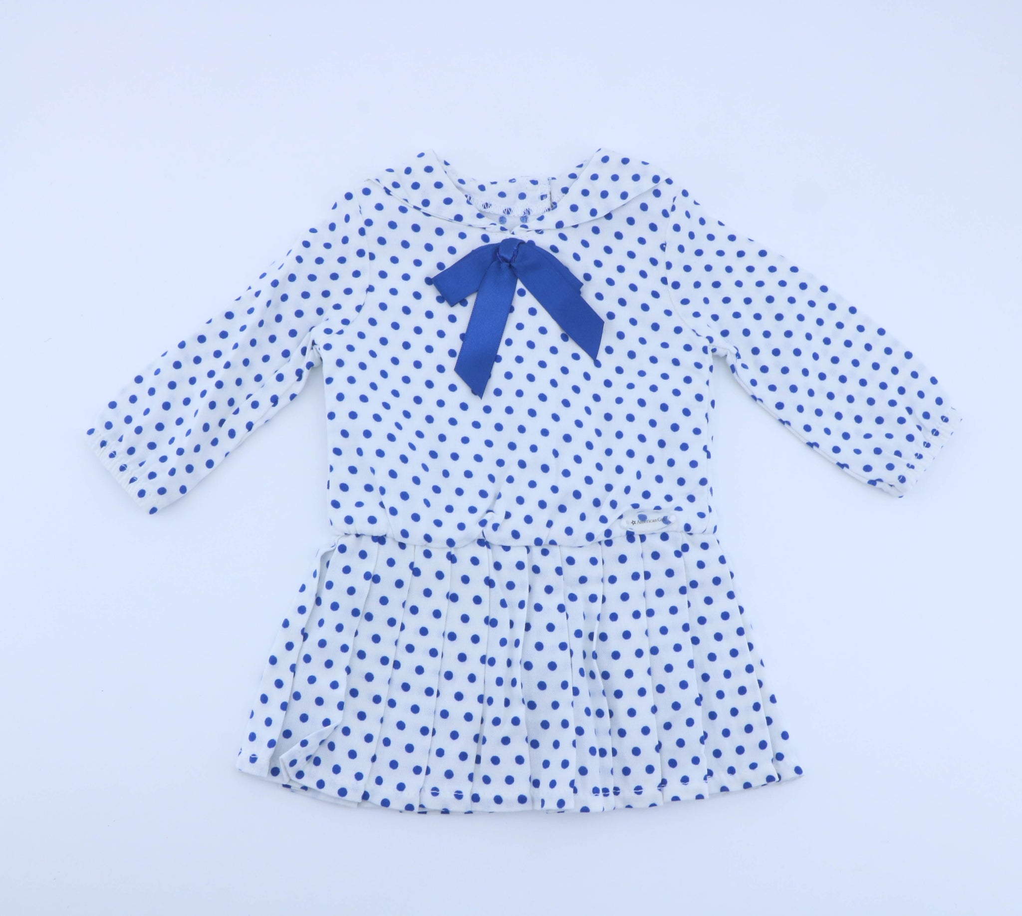 American Girl White & Blue Polka Dot Dress with Bow for 18'' Doll