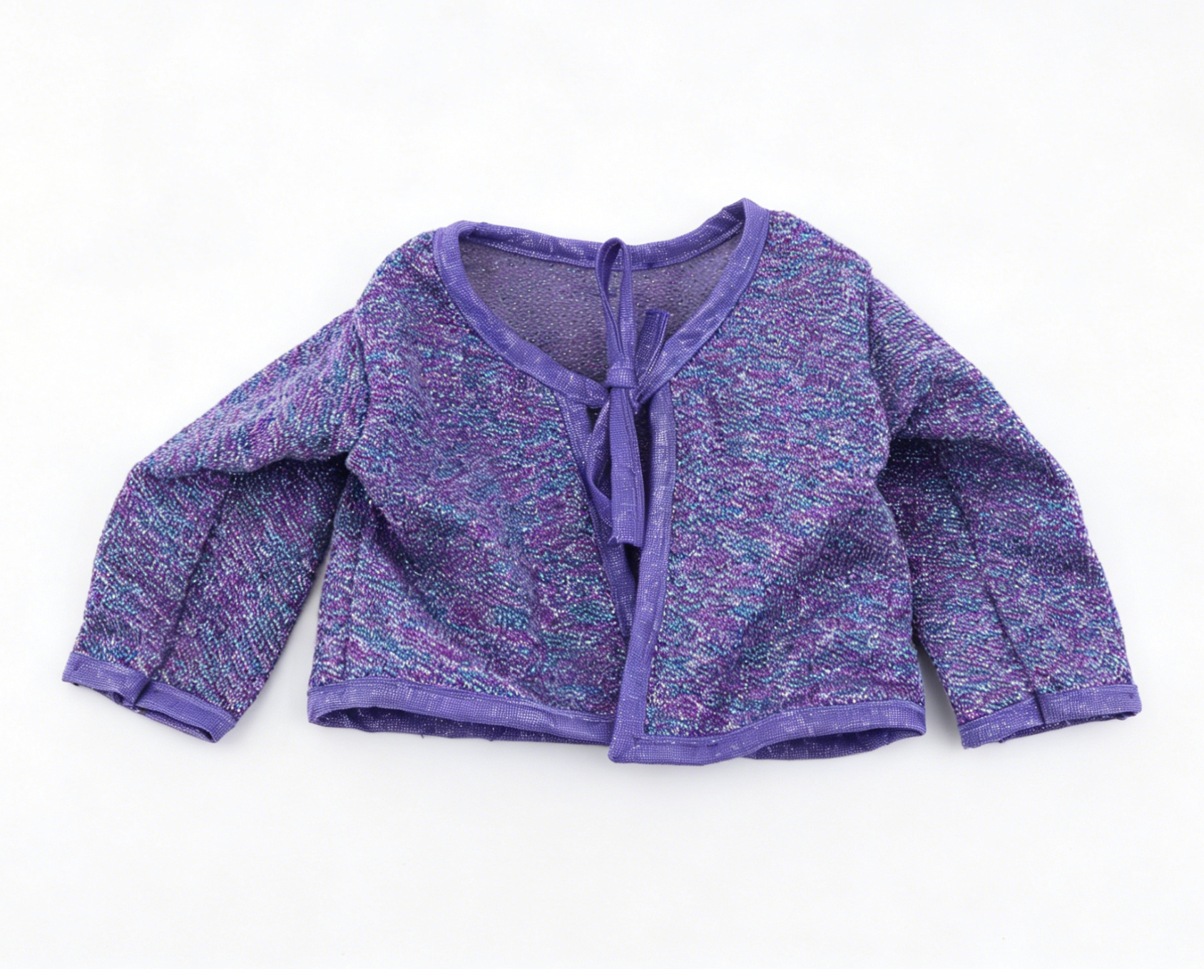 American Girl Isabel Hoffman Purple Sparkle Tie Front Cardigan - From Year 2000 Millennium Outfit Set For 18" Dolls