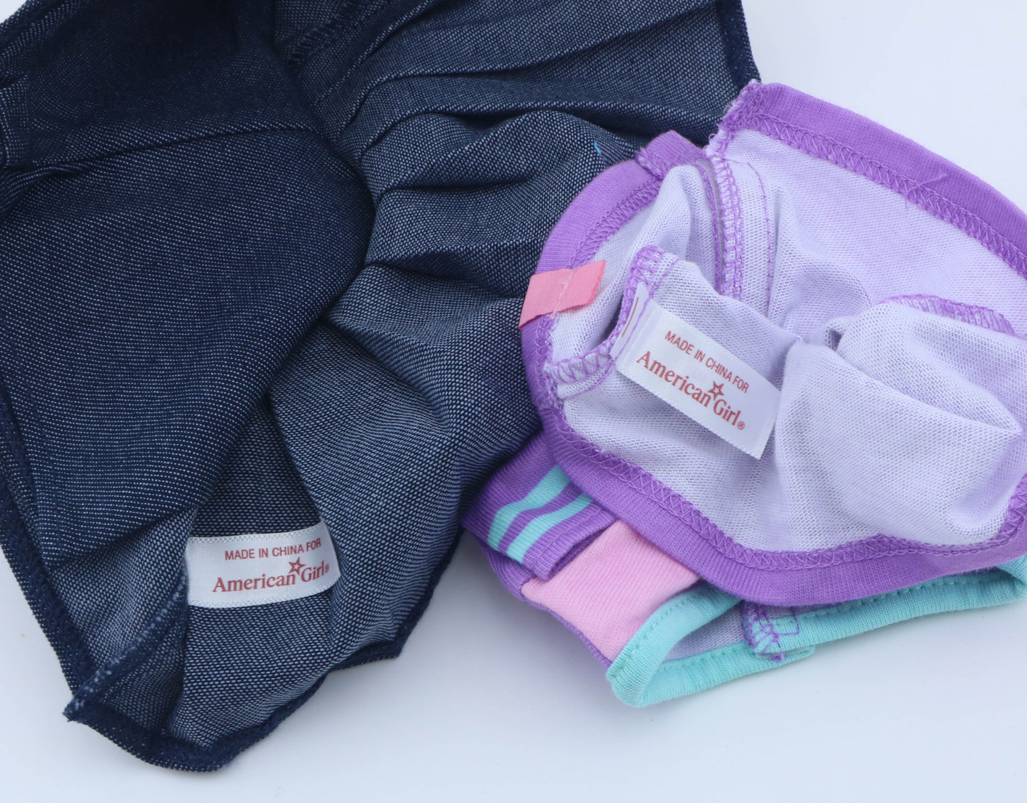 American Girl Purple "44" Sporty Top & Denim Pleated Skirt Set - For 18" Dolls