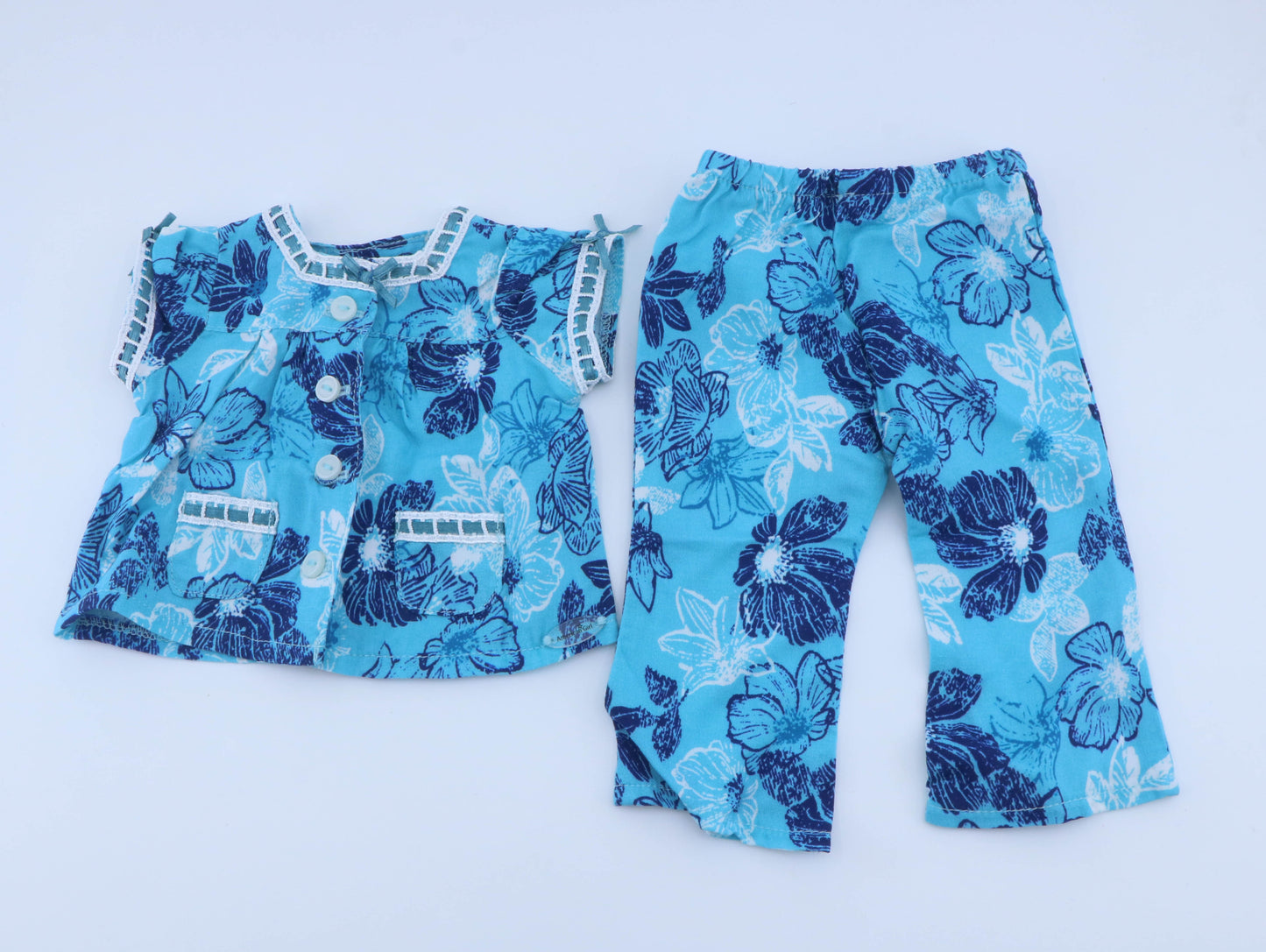 American Girl Blue Floral Print Top & Capri Pants Set - For 18" Dolls