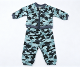 Blue Camo Zip Up Tracksuit 2Pcs Outfit Casual Jogger Set for 18 Inch Doll Daily Dress Up
