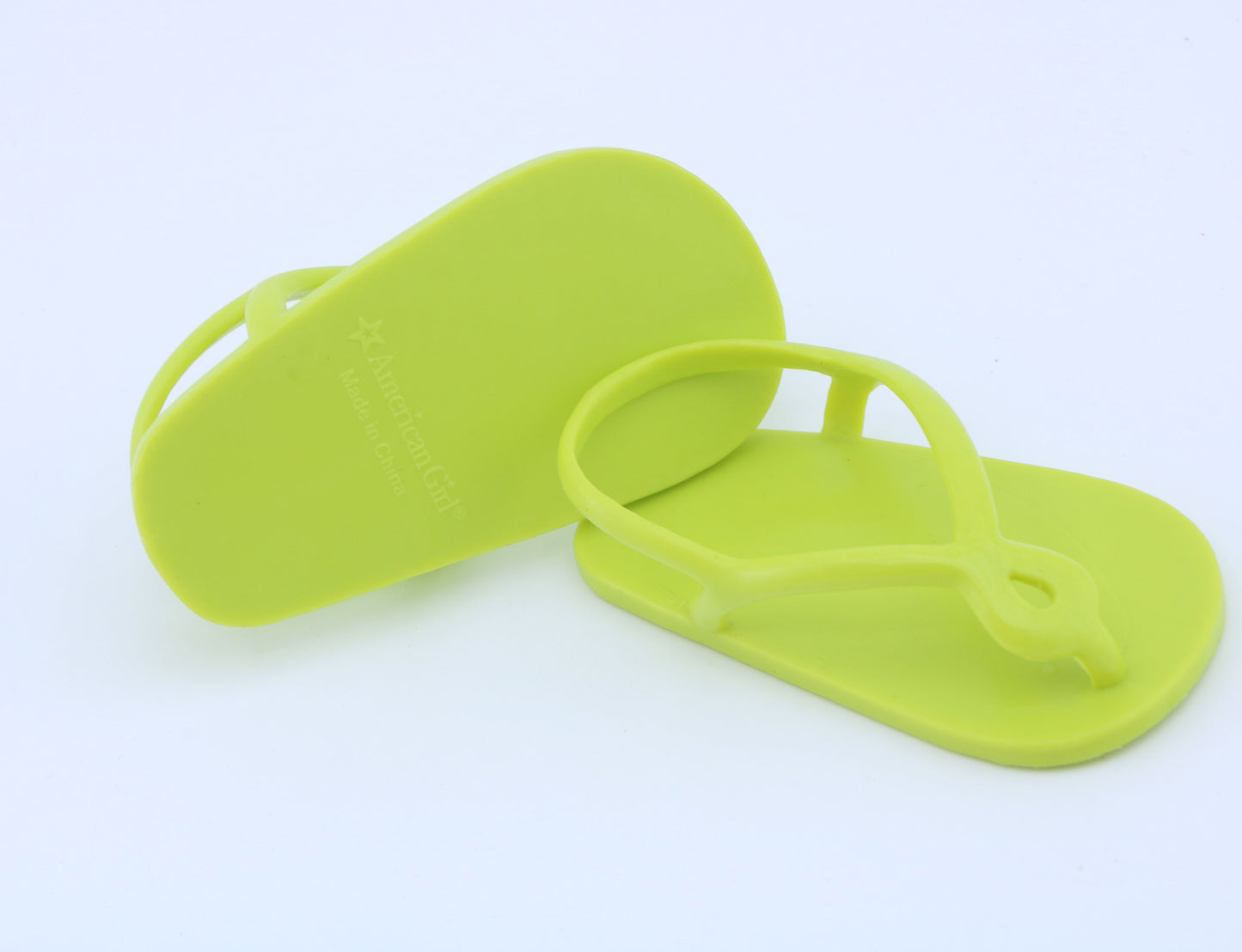 American Girl Neon Green Flip Flops with Heel Strap for 18'' Doll Shoes
