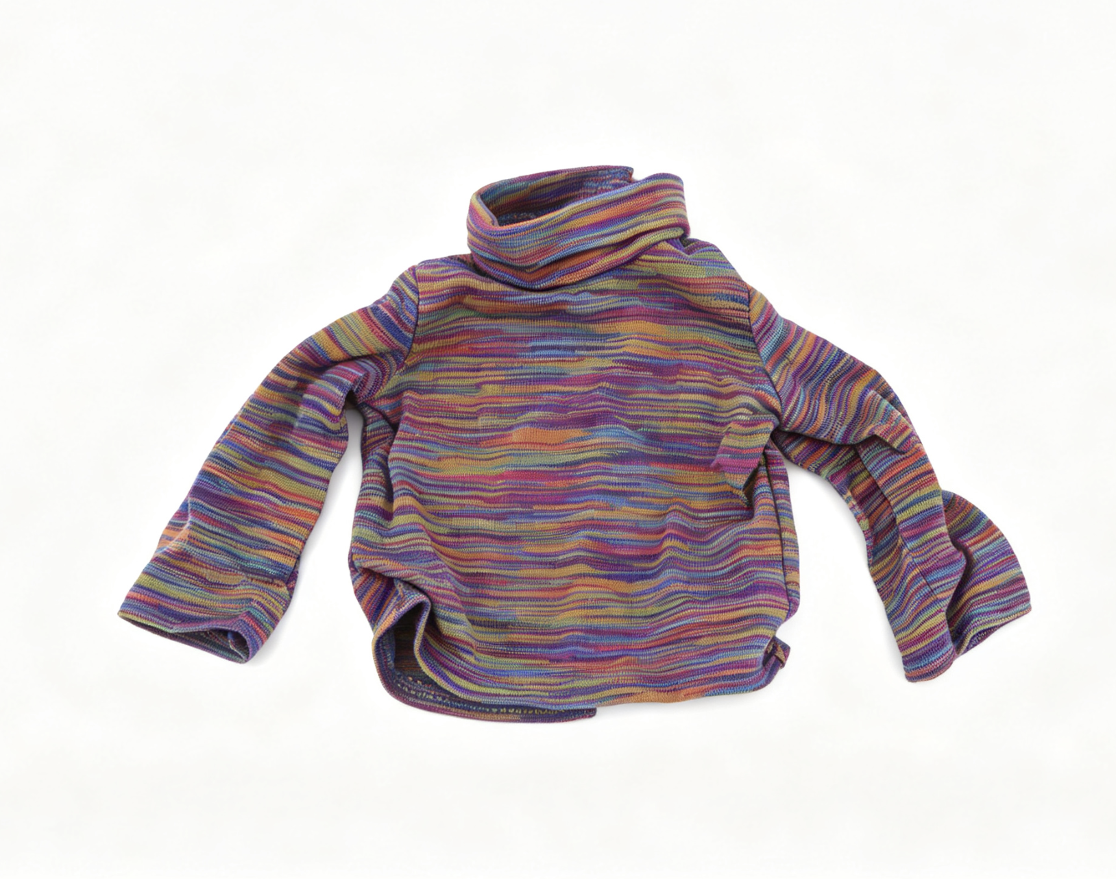 Multicolor Rainbow Striped Turtleneck Knit Long Sleeve Top Casual Daily Outfit for 18‘’ Doll