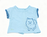 Authentic American Girl Light Blue Pomeranian Print Tee For 18'' Doll t-shirt