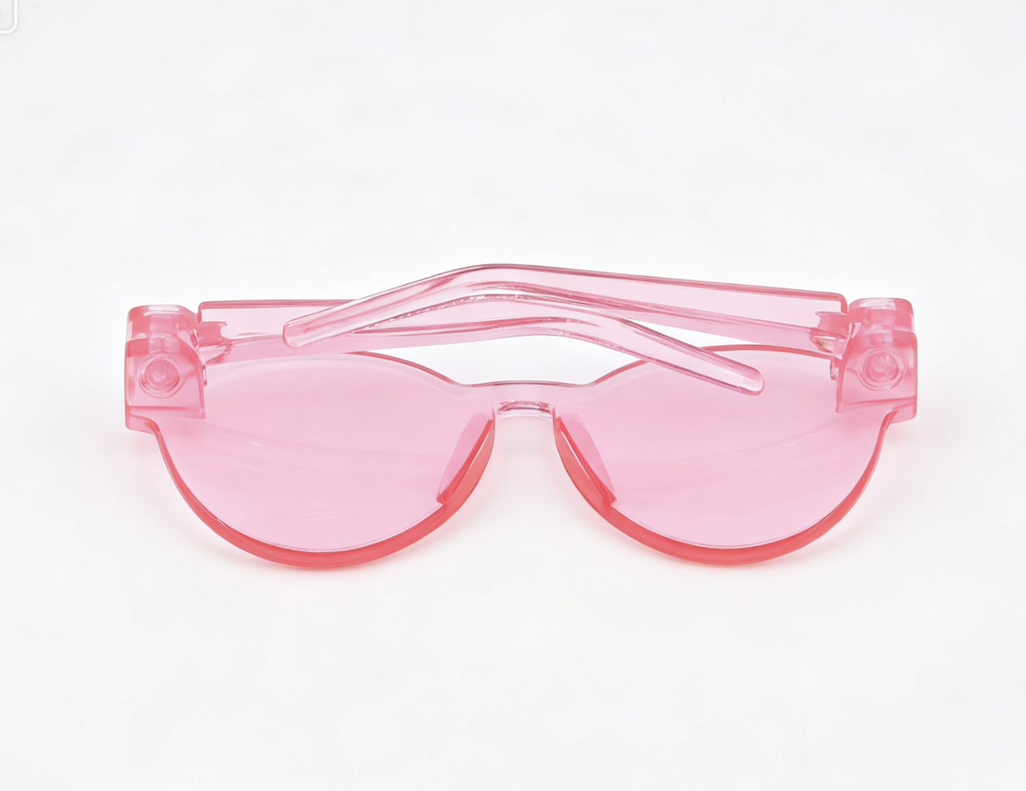 Transparent Light Pink Half Rim Round Tinted Lens Sunglasses Summer Beach Photo Accessory for 18'' doll