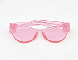 Transparent Light Pink Half Rim Round Tinted Lens Sunglasses Summer Beach Photo Accessory for 18'' doll