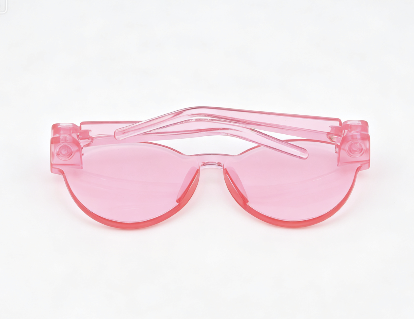 Transparent Light Pink Half Rim Round Tinted Lens Sunglasses Summer Beach Photo Accessory for 18'' doll