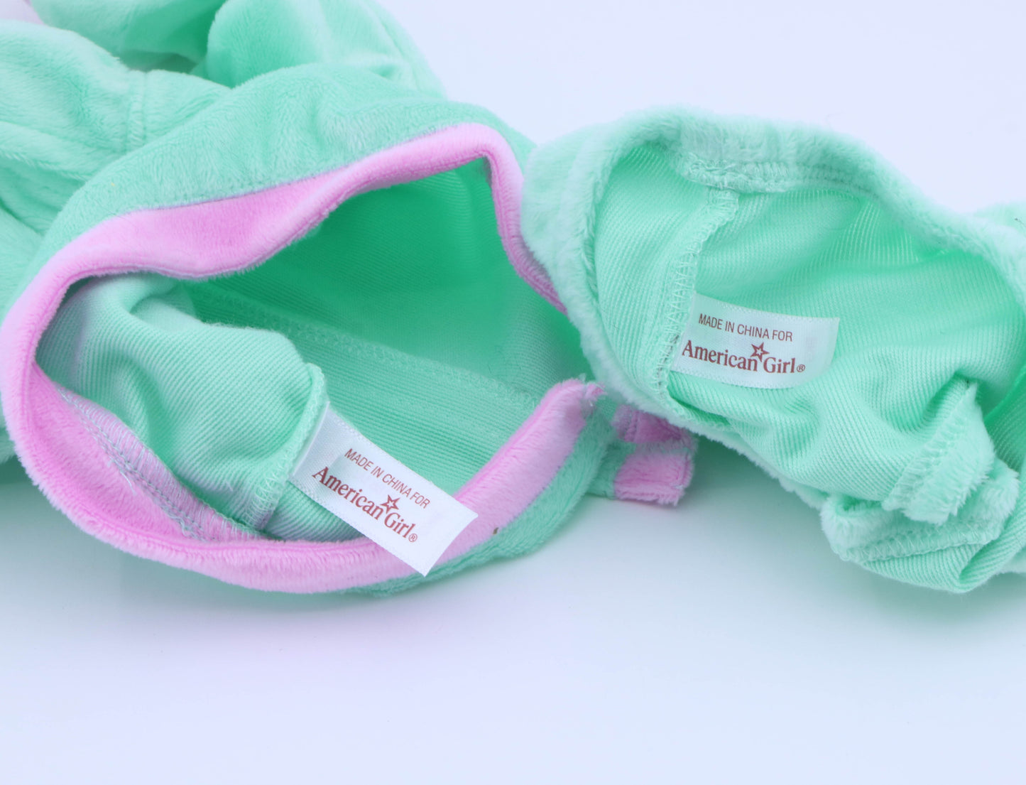 Authentic American Girl Mint Green Bunny Hooded Pajama Set for 18'' Doll