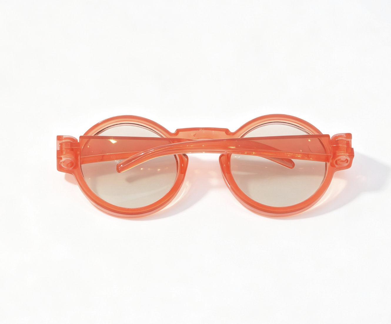 Transparent Orange Round Frame Mirror Lens Sunglasses Summer Photo Prop Accessory for 18'' doll