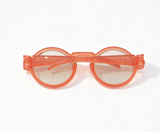 Transparent Orange Round Frame Mirror Lens Sunglasses Summer Photo Prop Accessory for 18'' doll
