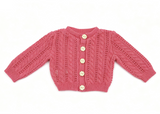 Rose Pink Cable Hollow Knit Cardigan Floral Button Long Sleeve Outerwear FOR 18'' doll