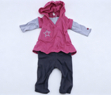 Pink Star Patch Hooded Layered Dress Outfit Set FOR 18'' DOLL | Doll Clothes With Dark Gray Leggings