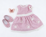 Pink Butterfly Embroidery Lace Dress Outfit Set FOR 18'' DOLL | Doll Clothes With Shoes & Hair Clip