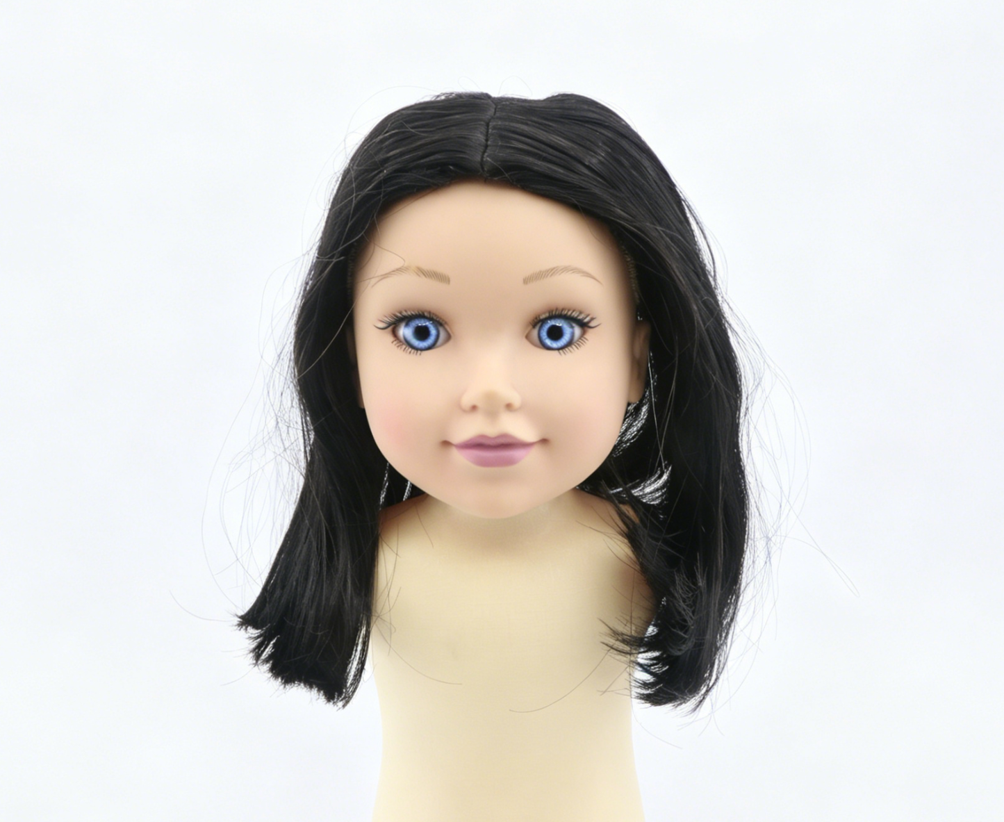 Pure Black Middle Part Shoulder Bob Wig With 8cm Inner Cap For Fashion Girl Doll | Synthetic Doll Replacement Hair Accessory