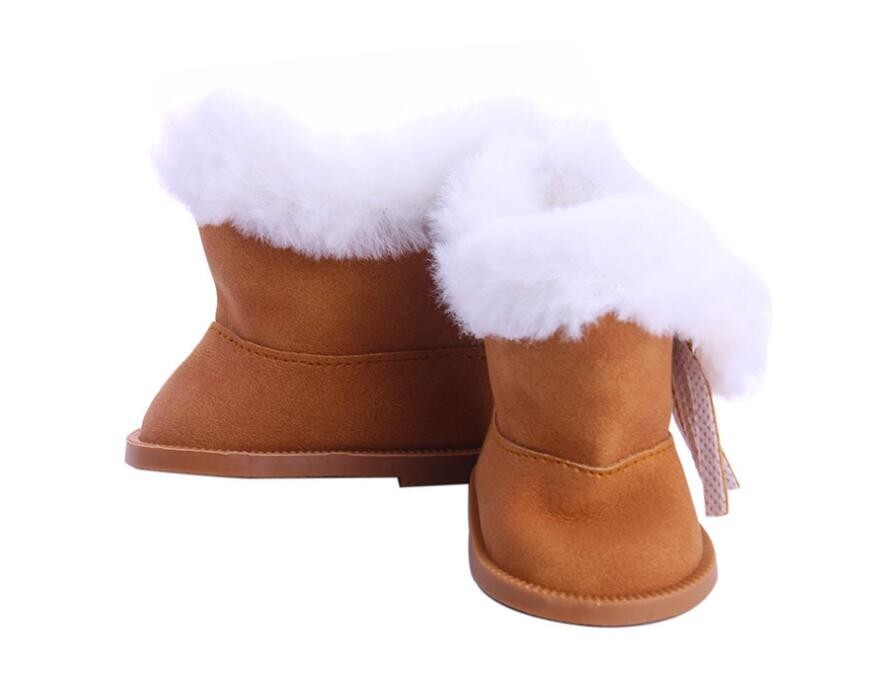 Brown Plush Snow Boots | Winter Shoes for 18"  Doll