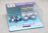 Journey Girls Silver Bow Shoes with Interchangeable Charms | 18" Doll Footwear Set