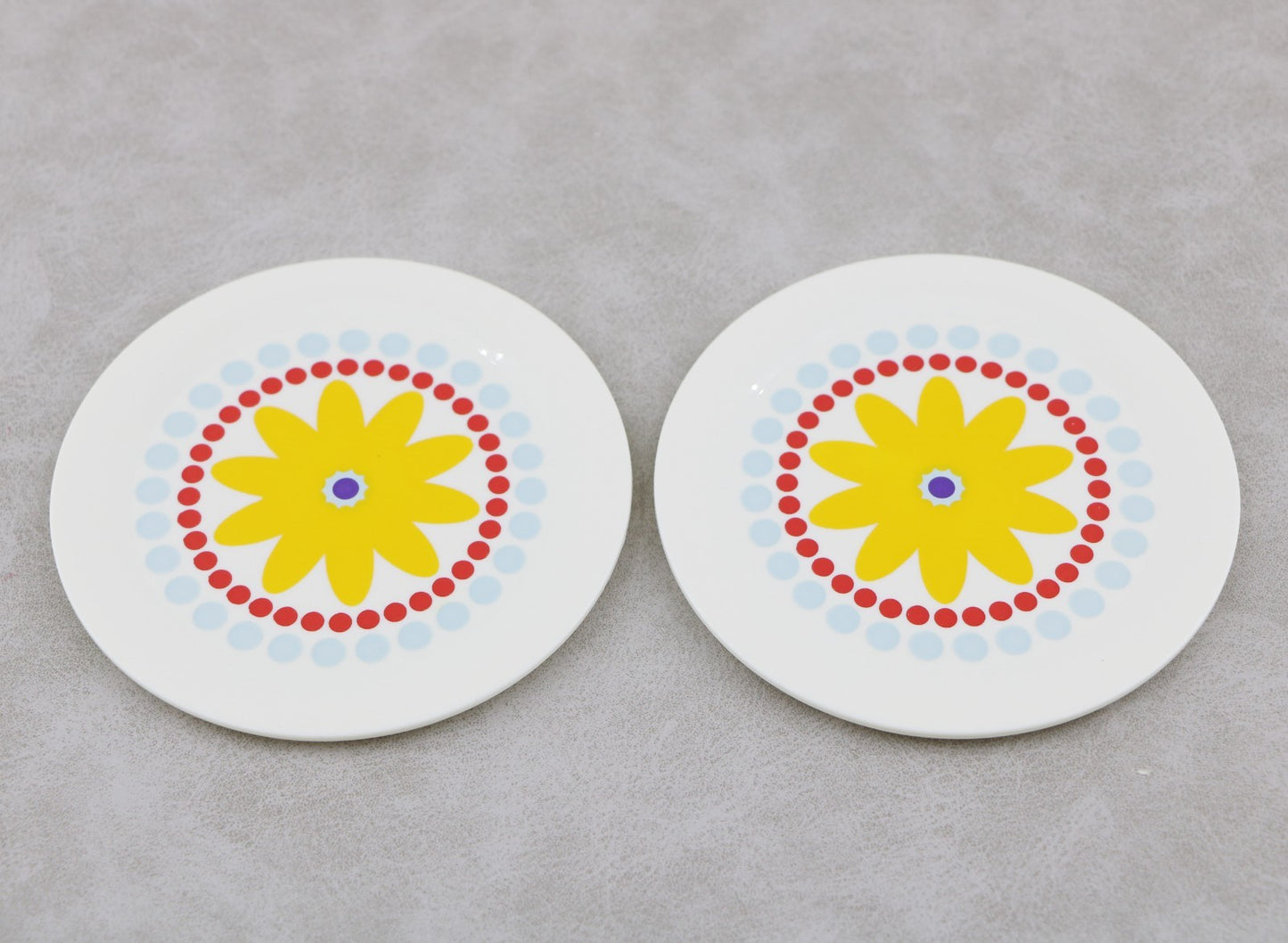 American Girl 2pcs Flower & Multi Dotted Plates | 18" Doll Delicious Breakfast Set