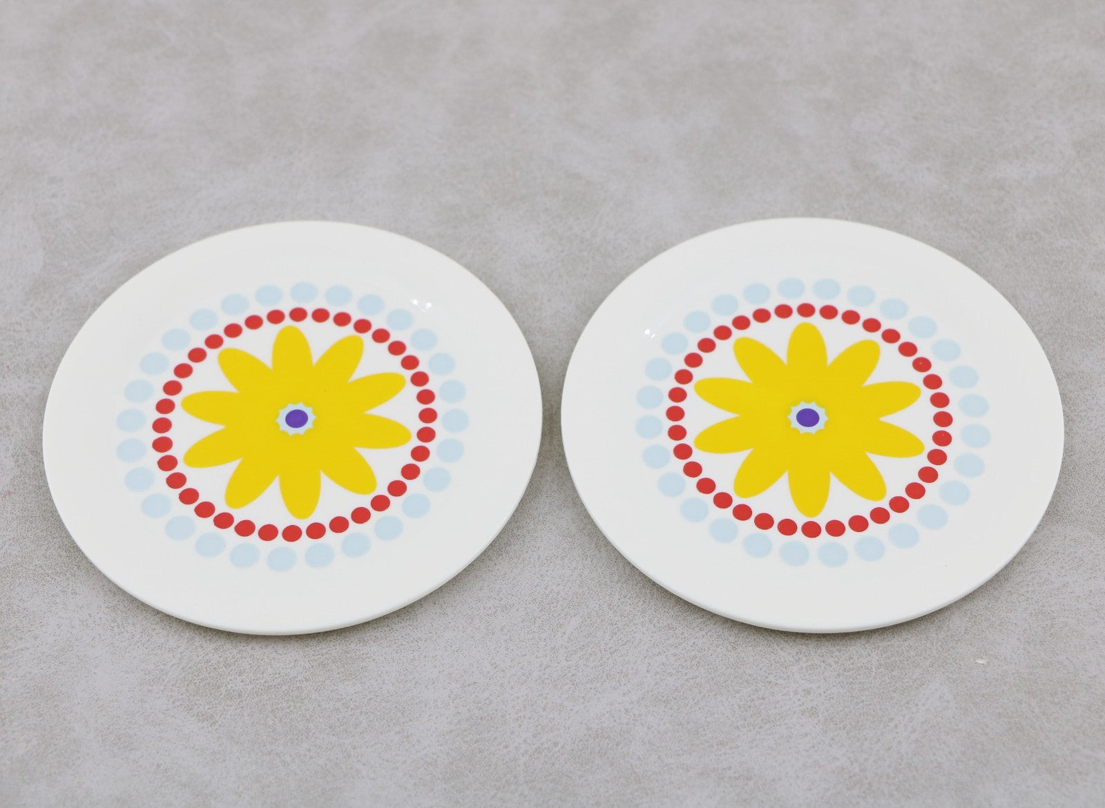 American Girl 2pcs Flower & Multi Dotted Plates | 18" Doll Delicious Breakfast Set