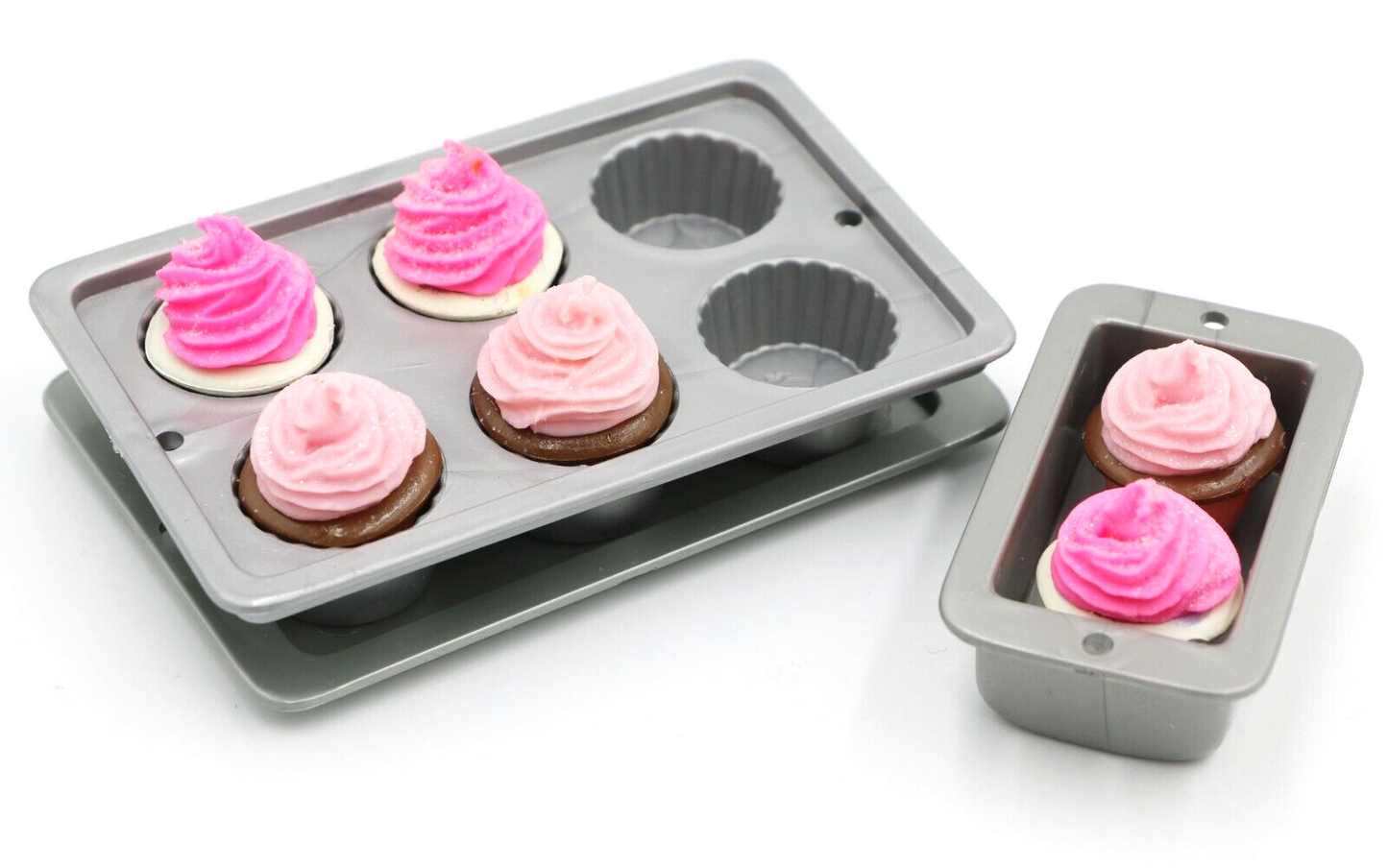 9pcs Baking Set (3 Trays + 6 Cupcakes) | 18'' Doll Kitchen Food