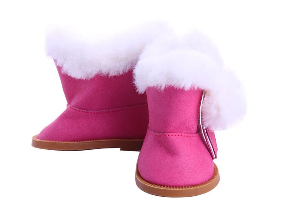 Pink Plush Snow Boots | Fits 18" Doll Winter Shoes