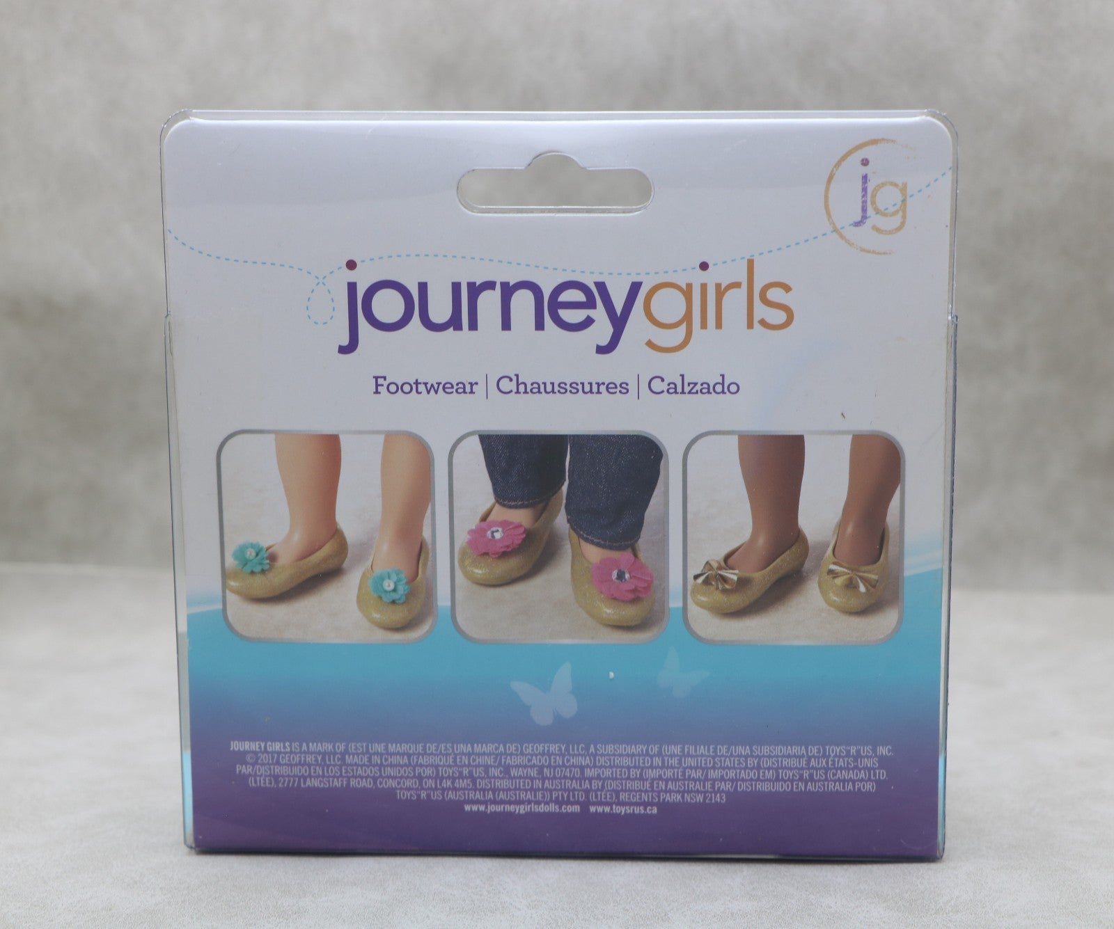 Journey Girls Glittery Gold Flats with Charms | 18" Doll Footwear Set