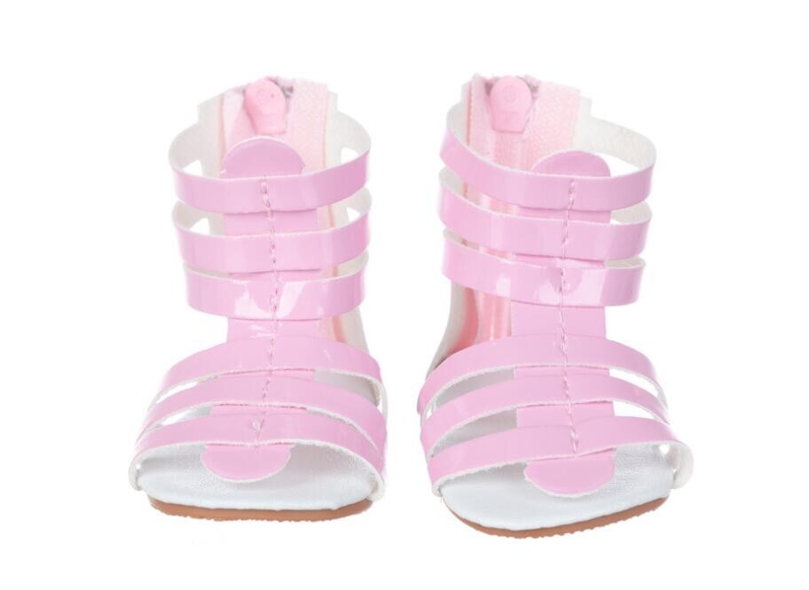 Pink Metallic Strappy Gladiator Sandals | 18" Doll Shoes