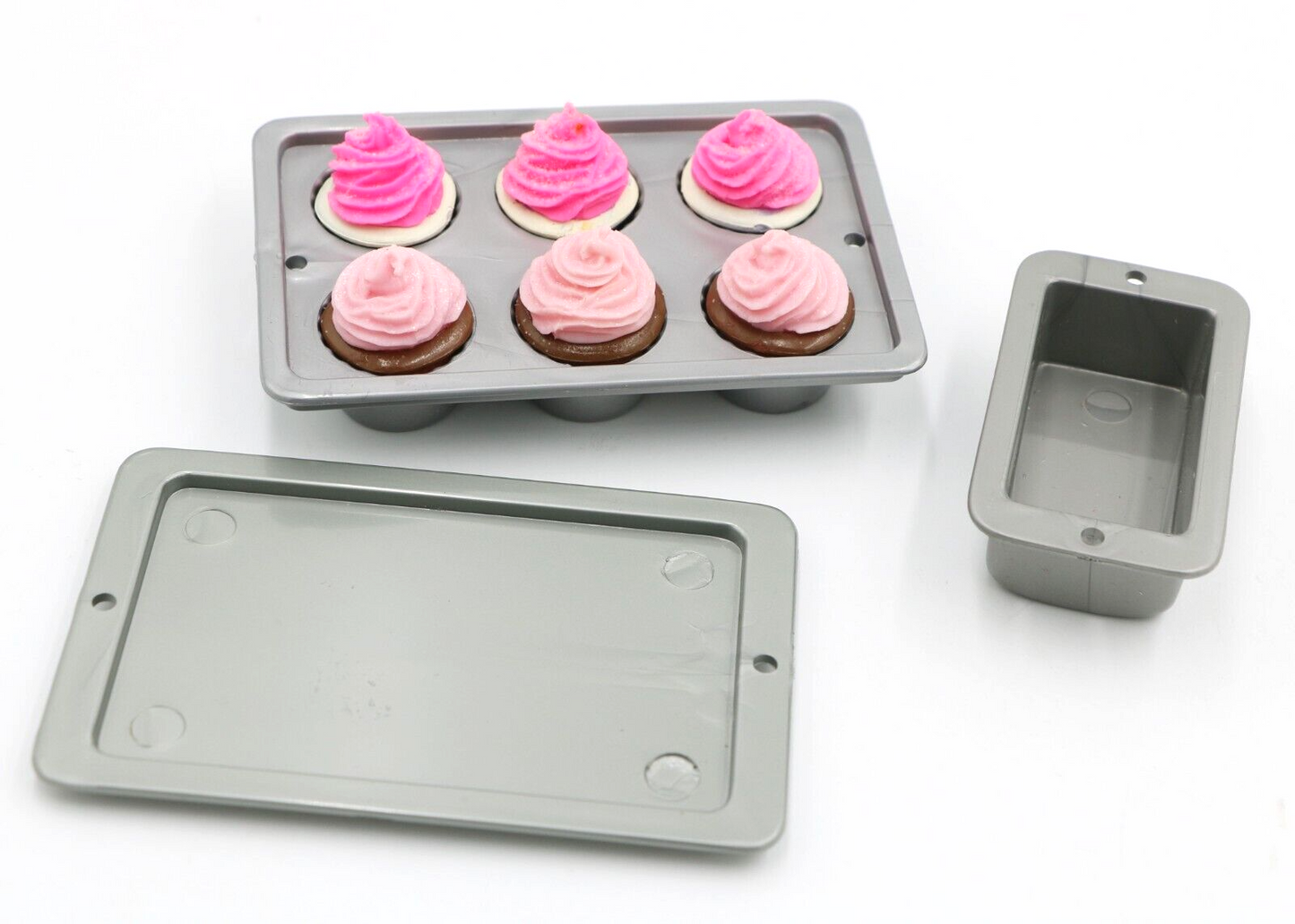 9pcs Baking Set (3 Trays + 6 Cupcakes) | 18'' Doll Kitchen Food