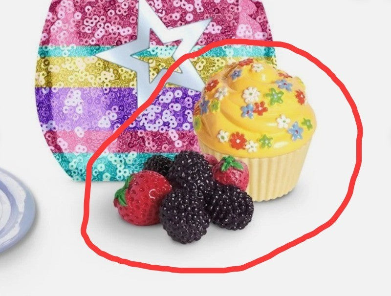 American Girl Easter Yellow Cupcake & Berries | 18" Doll Food Accessory