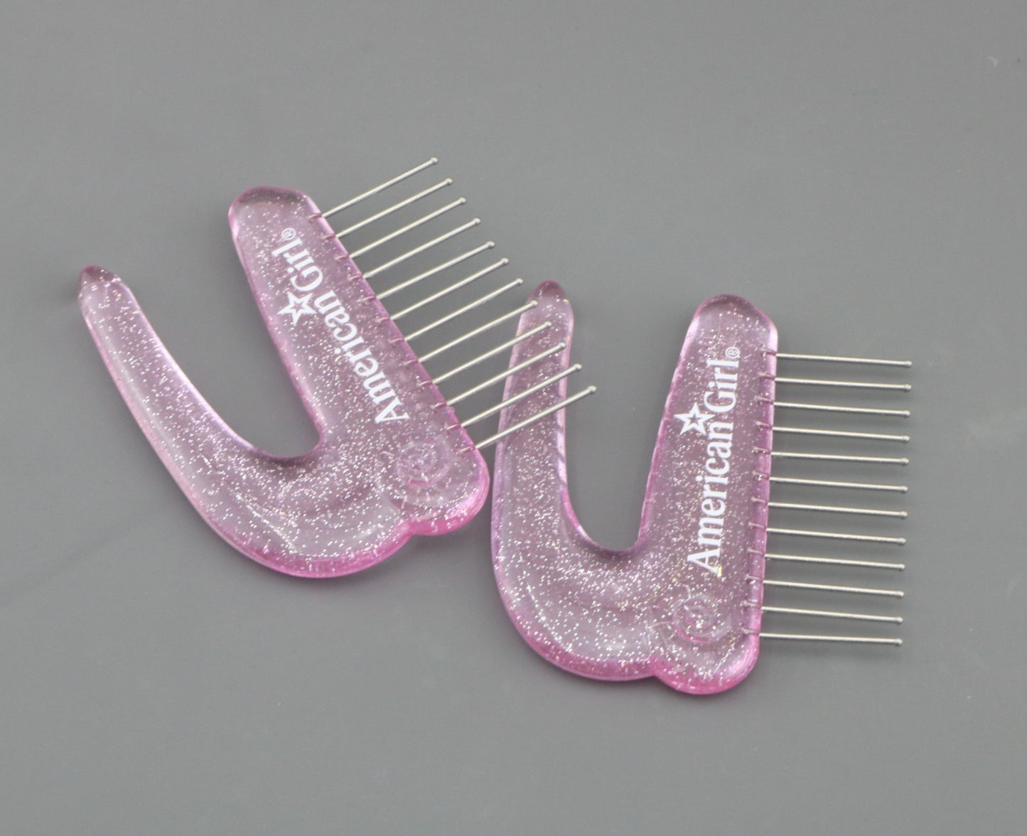 American Girl 2-Piece Sparkly Pink Hair Pick Set with Metal Tines | 18" Doll