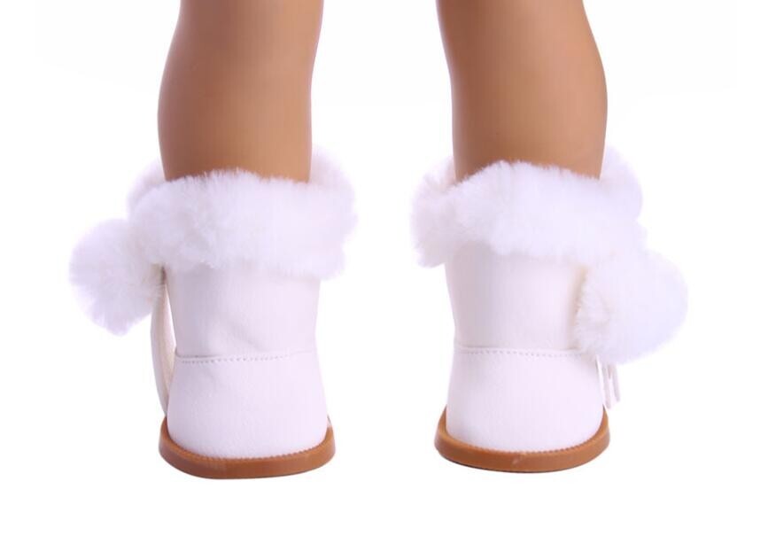 White Plush Snow Boots | Fits 18" Doll Winter Shoes