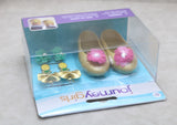 Journey Girls Glittery Gold Flats with Charms | 18" Doll Footwear Set