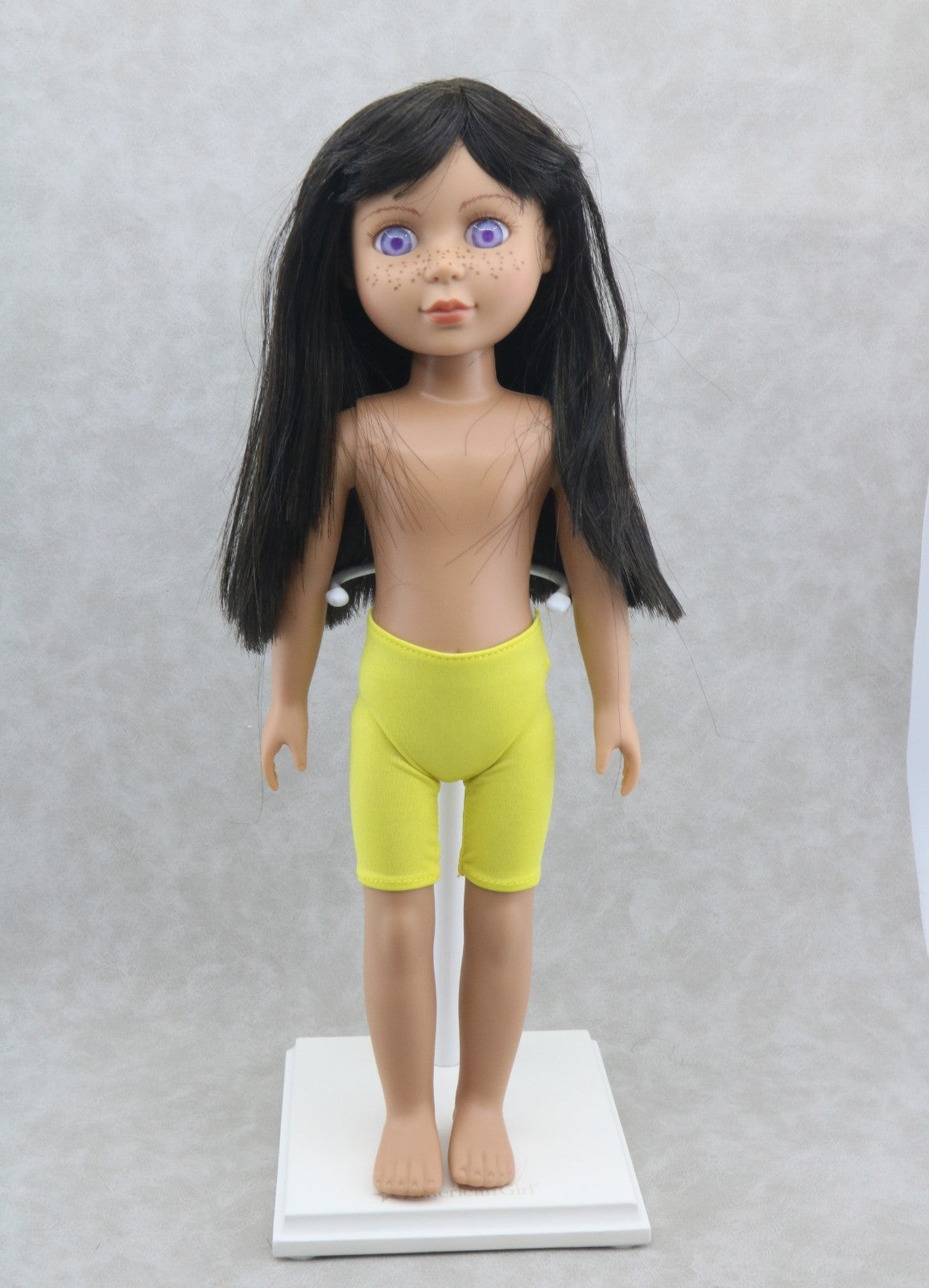 Dark Tea Brown Straight Long Wig With Bangs For 14'' Fashion Girl Doll | Synthetic Doll Replacement Hair Accessory