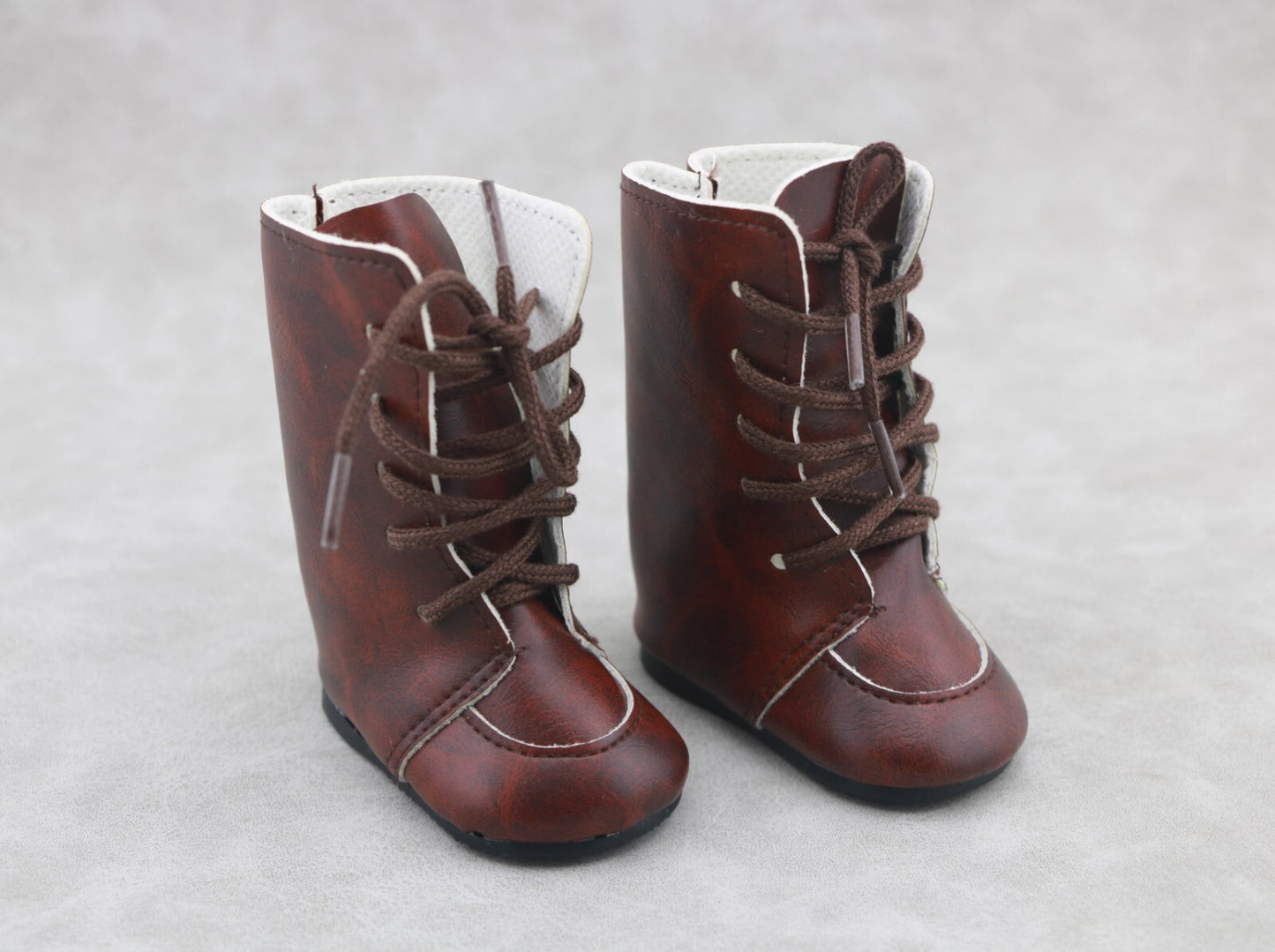 New Brown Leather tie Boots made for 18''  doll shoes