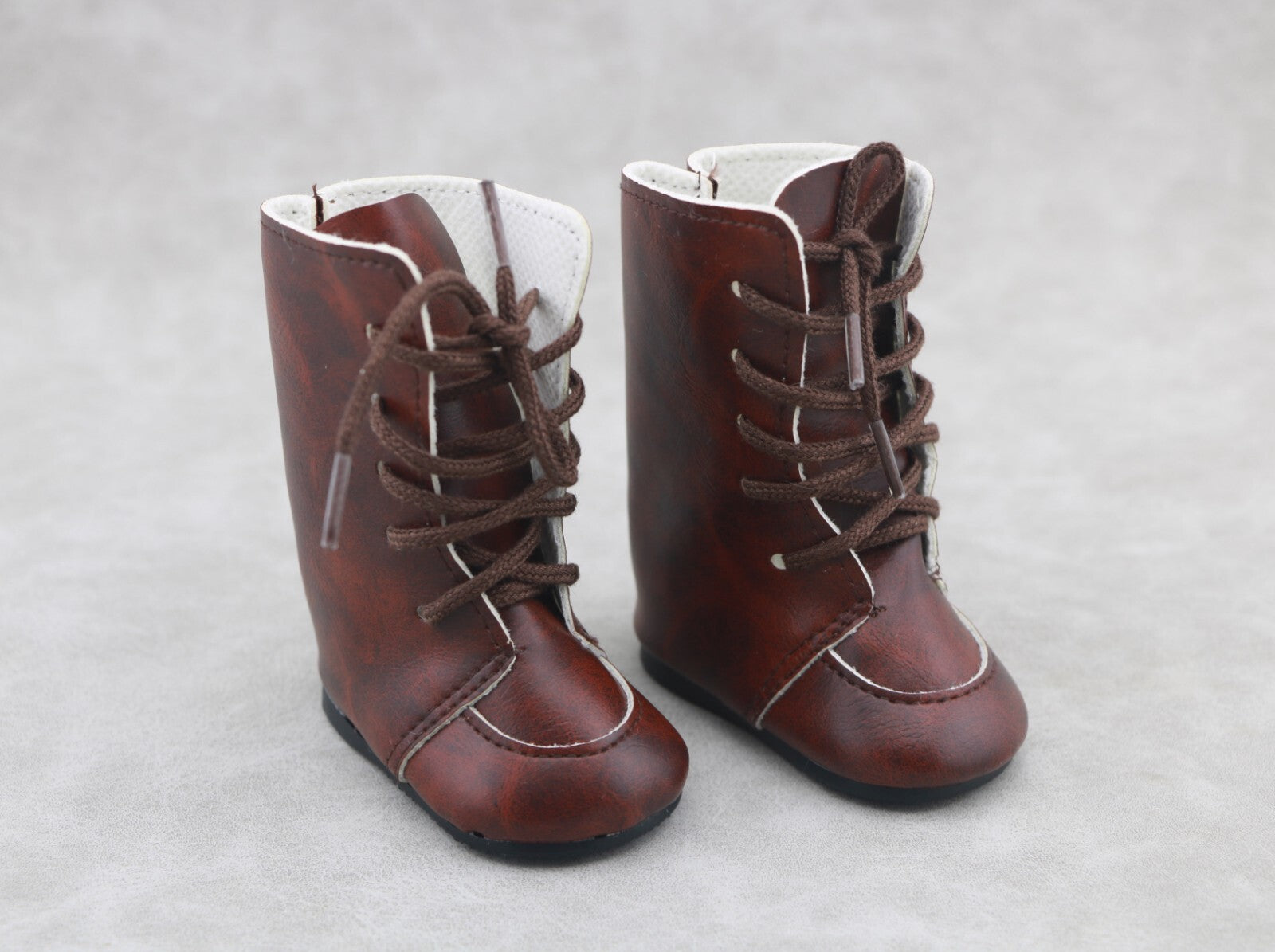 New Brown Leather tie Boots made for 18''  doll shoes