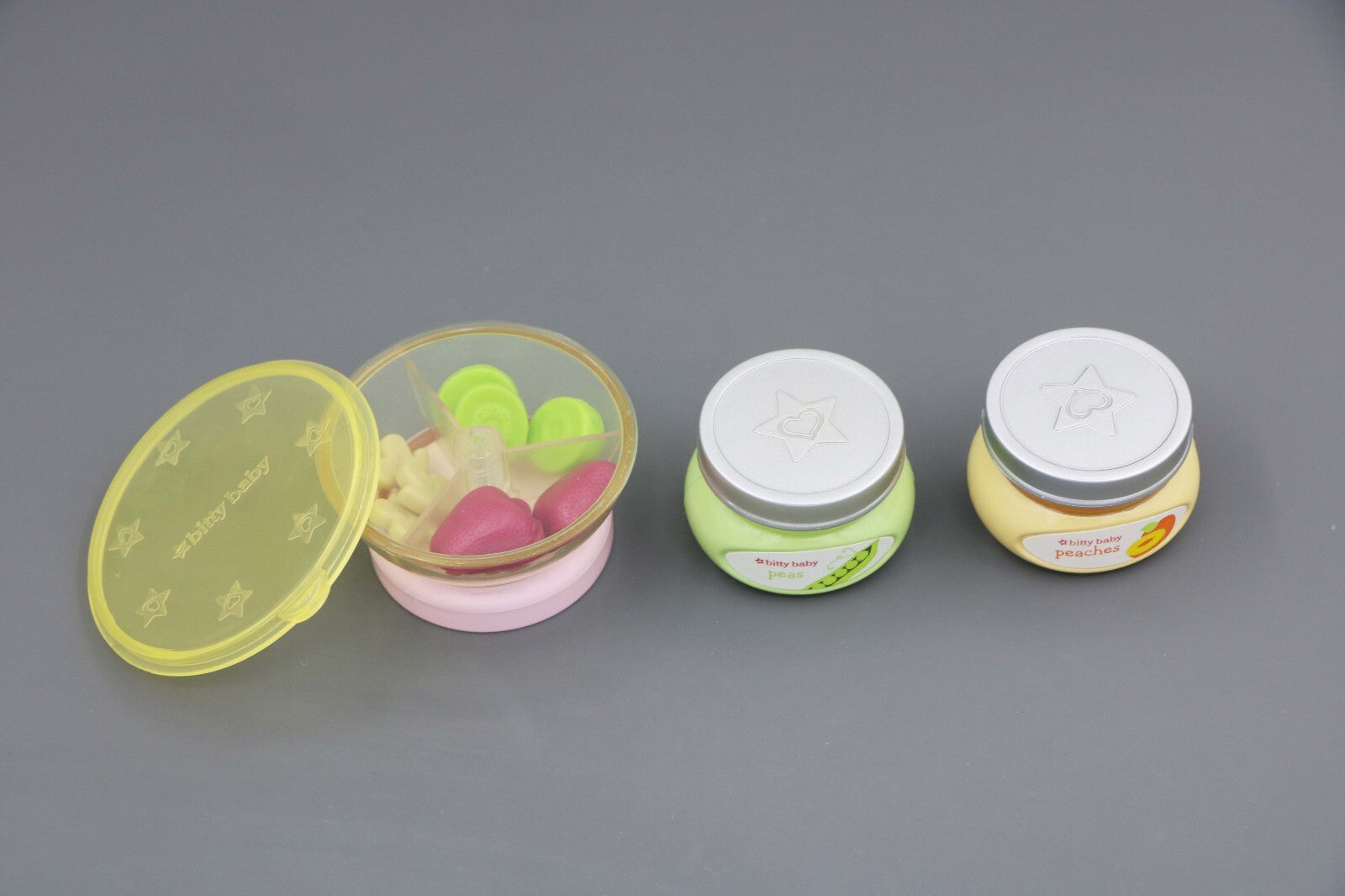 American Girl Bitty Baby Pea & Peaches Jar Snack Cup | Snack Set for 18" Doll