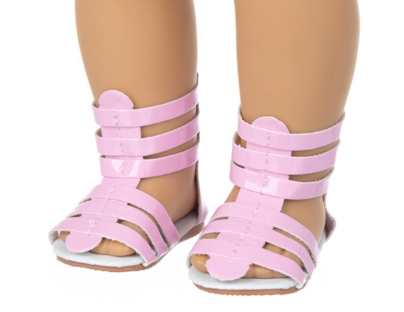 Pink Metallic Strappy Gladiator Sandals | 18" Doll Shoes