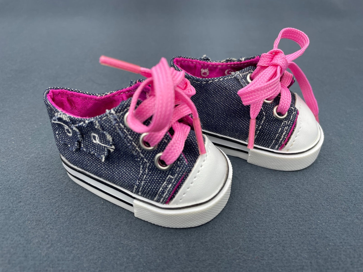 Denim & Pink Lace-Up Sneakers for 18" Doll