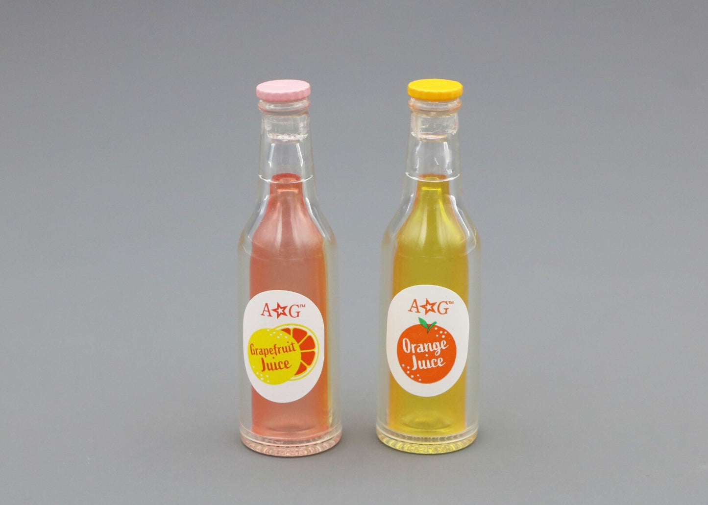 American Girl 2 Juice Bottles (Orange & Grapefruit) | 18" Doll Coffee Shop Accessory