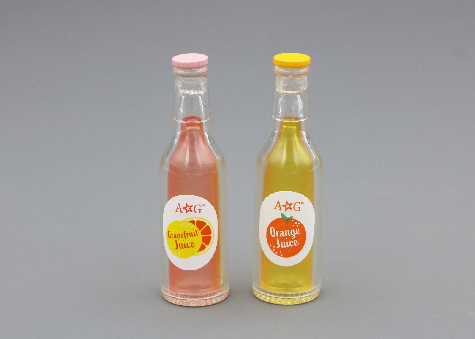 American Girl 2 Juice Bottles (Orange & Grapefruit) | 18" Doll Coffee Shop Accessory