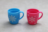American Girl Set of 2 Snowflake Mugs | 18" Doll Drinks & Coffee Cups