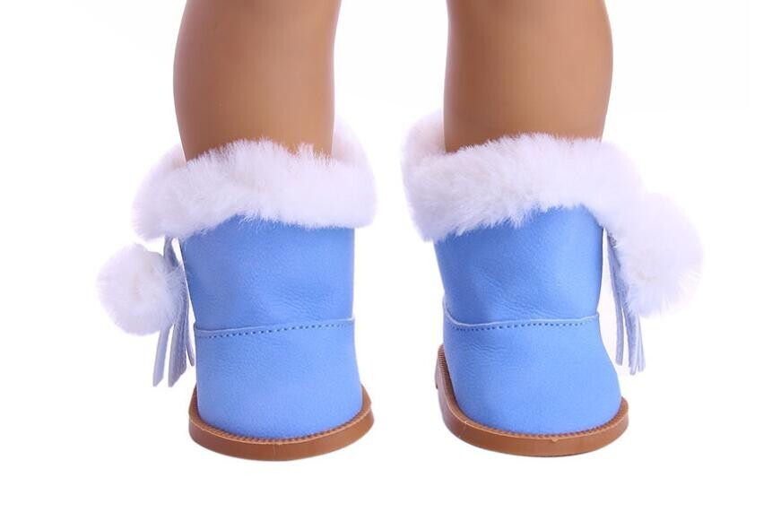 Blue Plush Snow Boots | Winter Shoes for 18" Doll