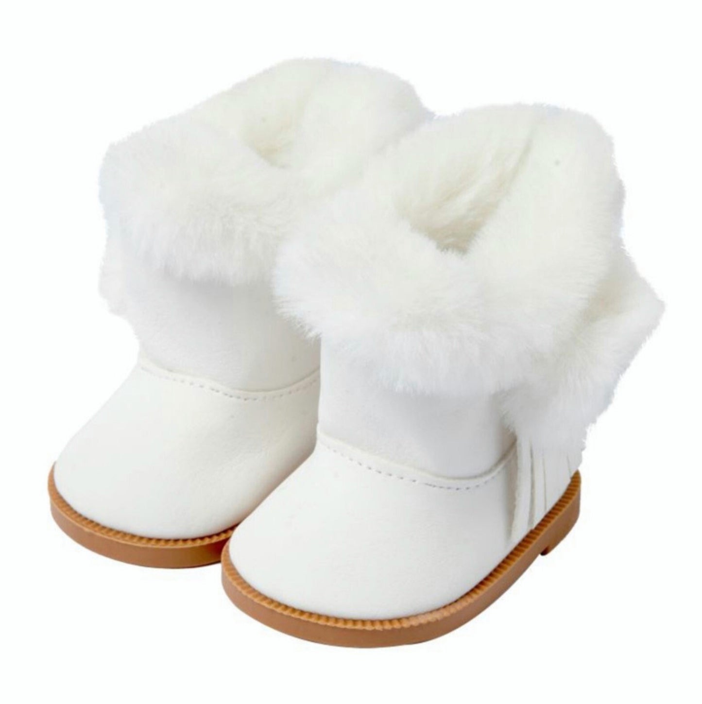 White Plush Snow Boots | Fits 18" Doll Winter Shoes