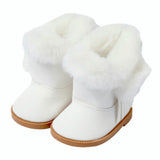 White Plush Snow Boots | Fits 18" Doll Winter Shoes