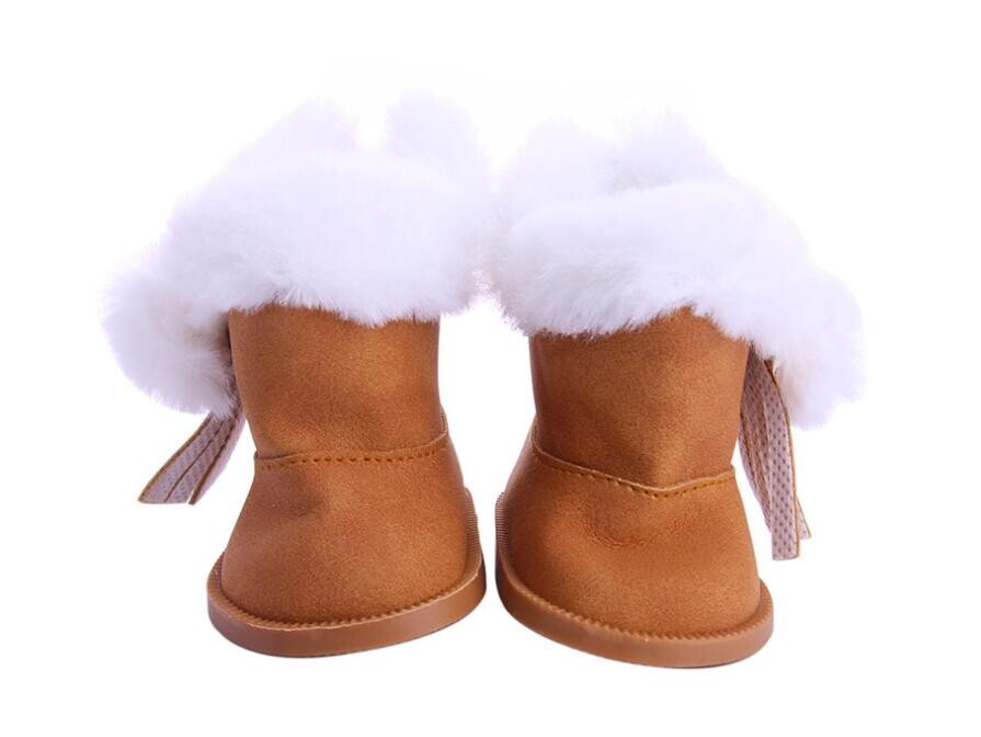 Brown Plush Snow Boots | Winter Shoes for 18"  Doll