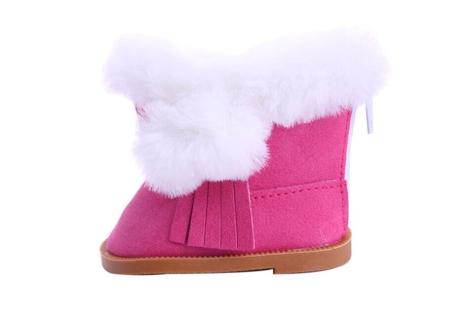 Pink Plush Snow Boots | Fits 18" Doll Winter Shoes