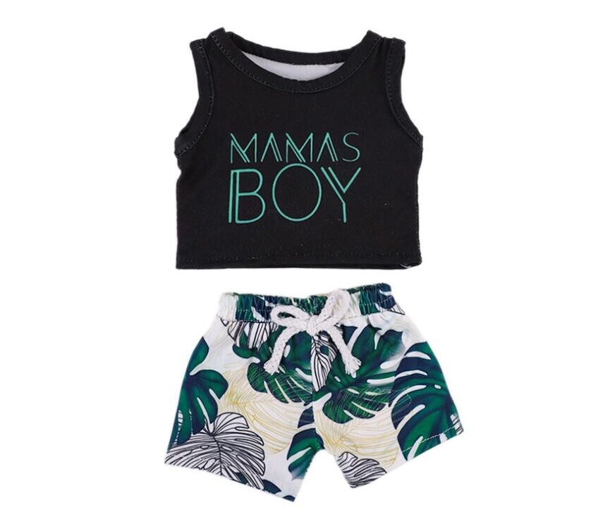 "Mama's Boy" Tank & Shorts Outfit Set for 18" American Girl Boy Doll