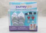 Journey Girls Silver Bow Shoes with Interchangeable Charms | 18" Doll Footwear Set