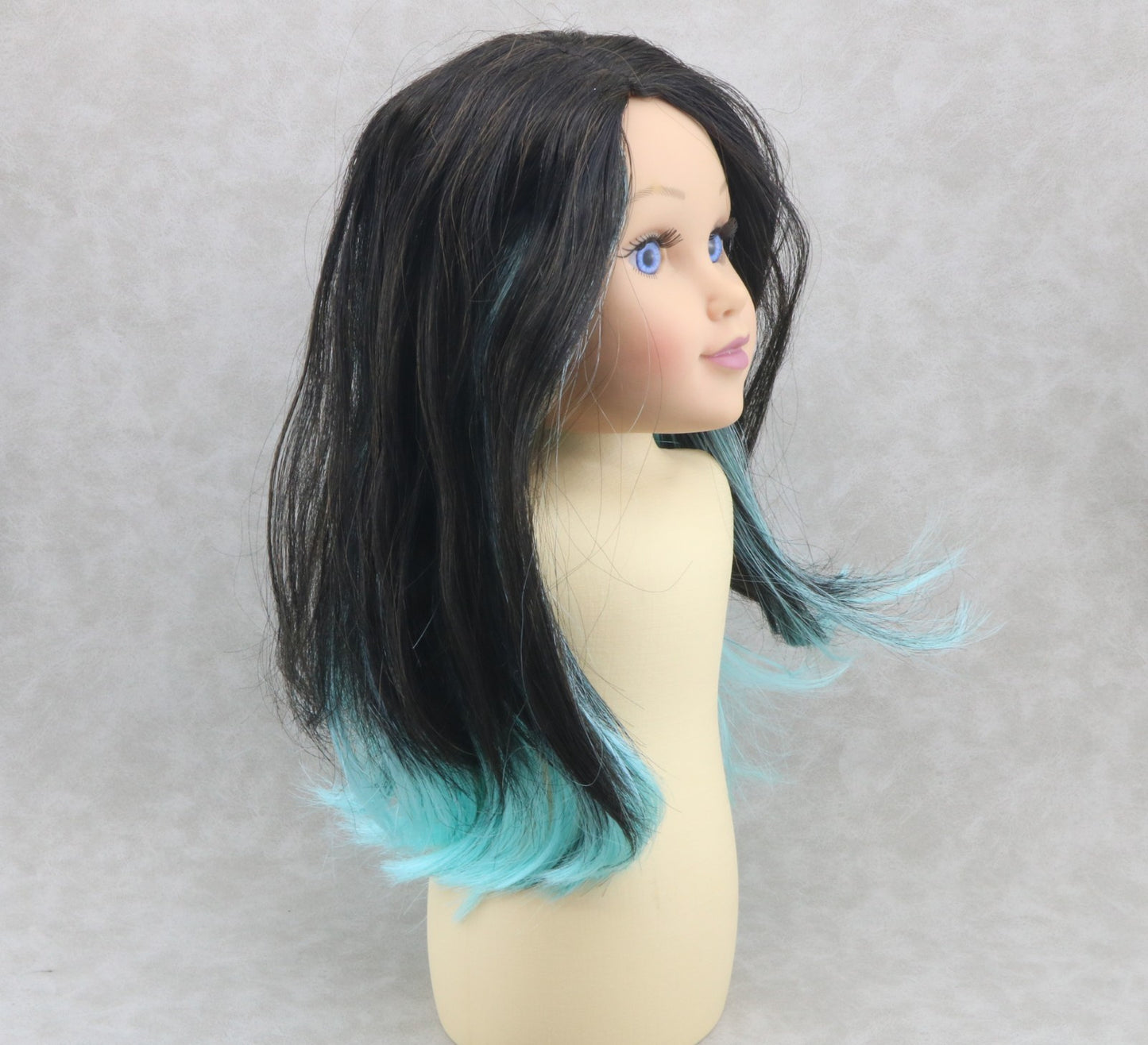 Black Mint Green Ombre Gradient Wig for 18" Doll - Fits American Girl Dolls Custom hair