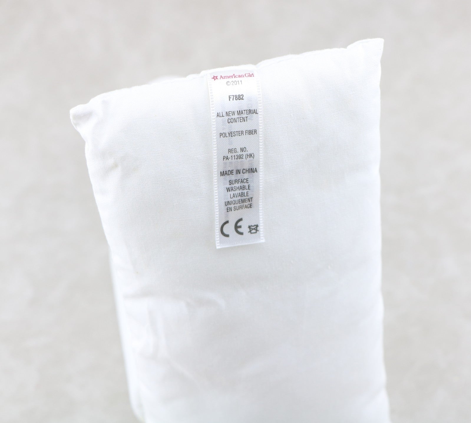 American Girl White Pillow for 18" Doll Bedroom Bedding Set
