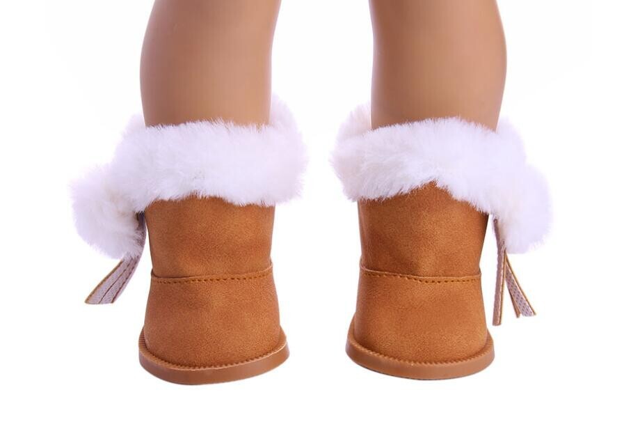 Brown Plush Snow Boots | Winter Shoes for 18"  Doll